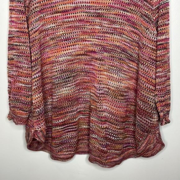 New Directions Womens 3X Red Orange Crochet Knit Lightweight Scoop Neck Sweater - Picture 10 of 10